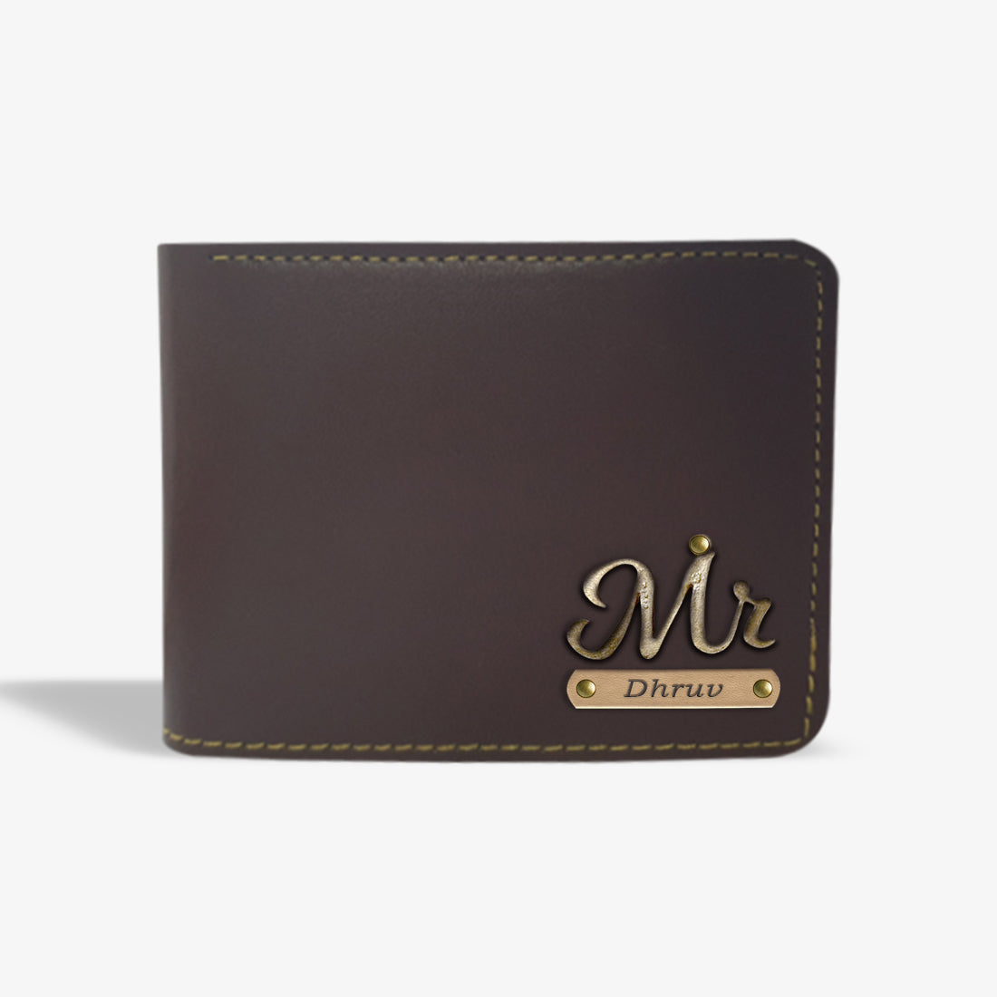 PERSONALISED MENS WALLET WITH CHARM - BROWN