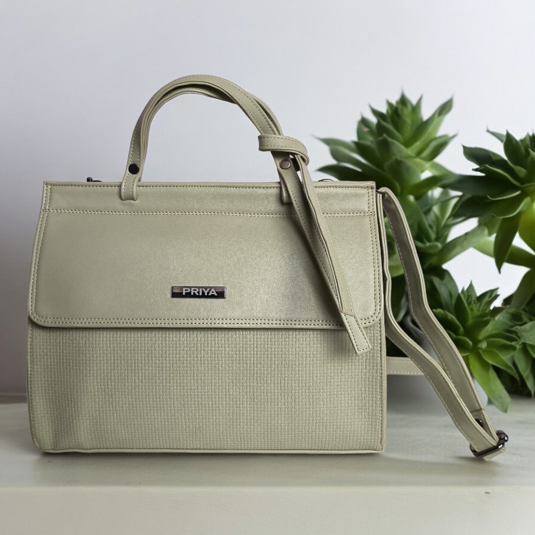 PERSONALISED PURE LEATHER KATE HANDBAGS FOR WOMEN - PASTEL GREEN