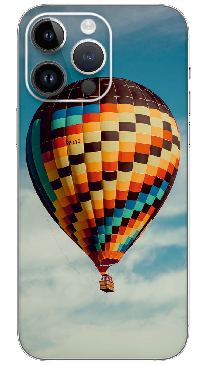 A colorful hot air balloon flying Mobile Skin Wrap  - ABS0095