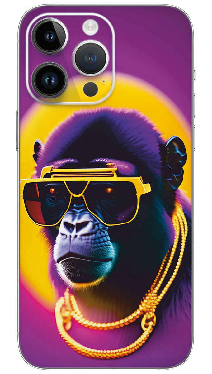 Monkey With Neon Mobile Skin Wrap  - ANI0147