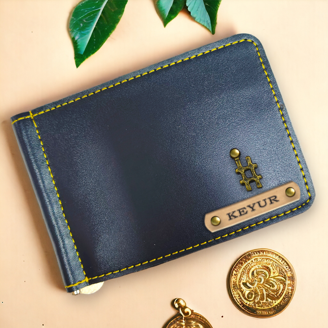 PERSONALISED MONEY CLIP WALLET - BLUE