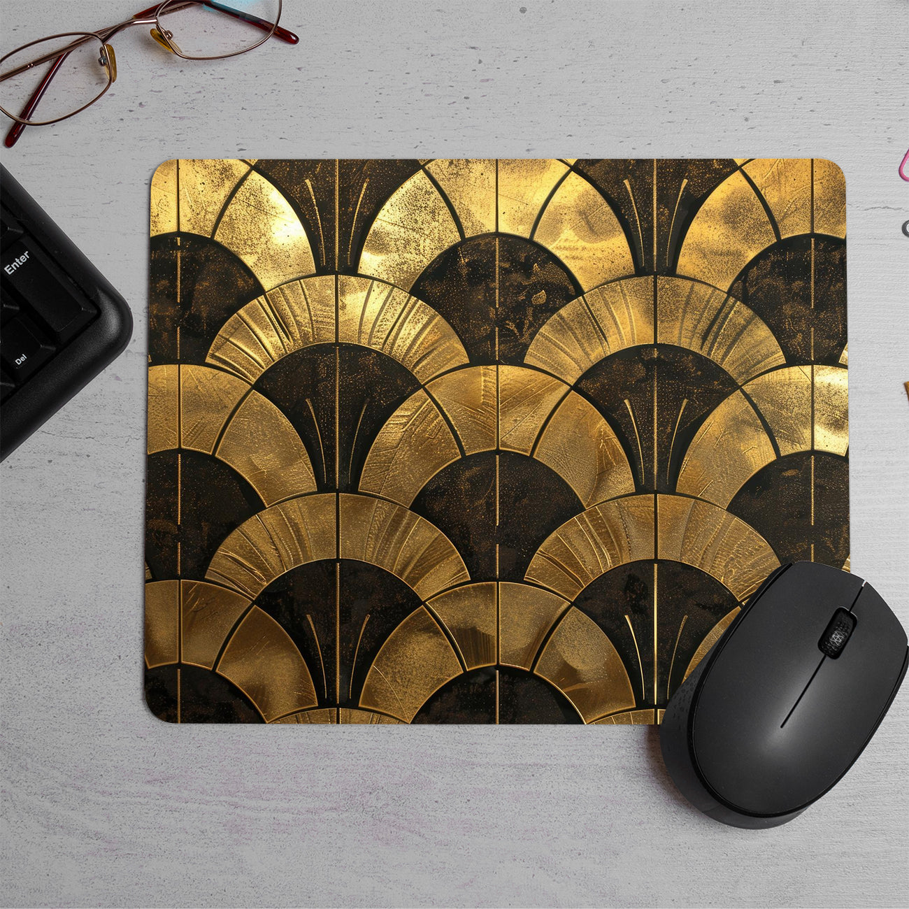 Gold geometric art  Printed Mouse Pad (DESIGN-118)