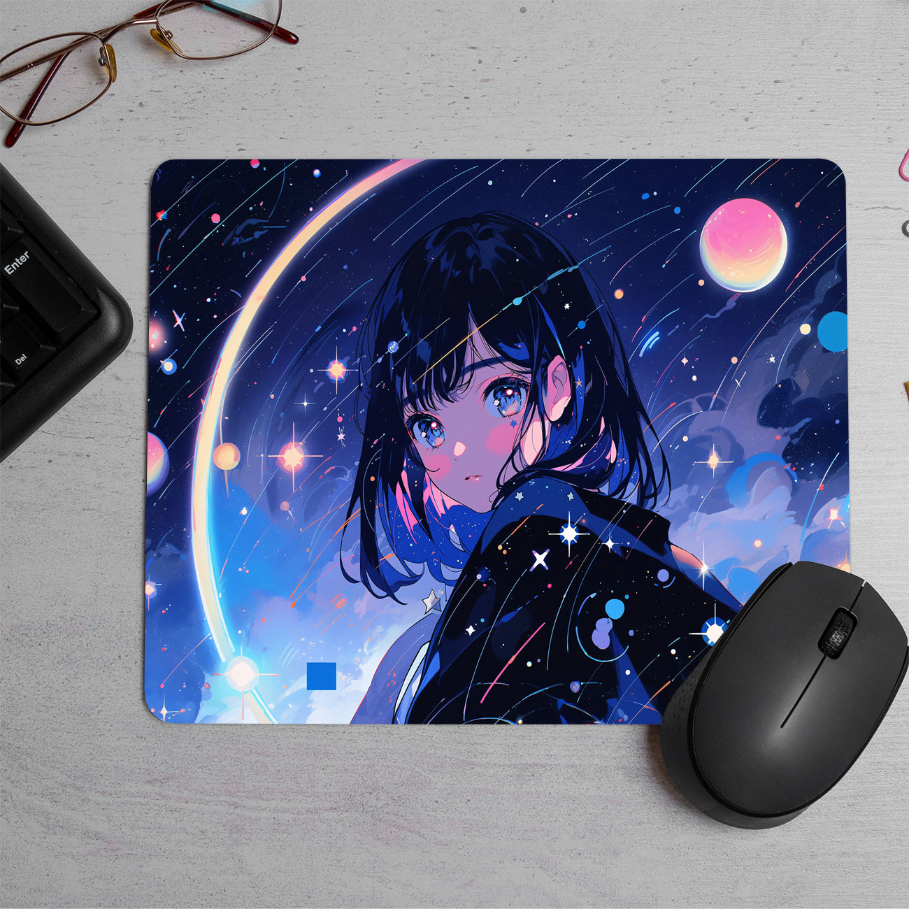 Girl Anime  in space Printed Mouse Pad (DESIGN-12)