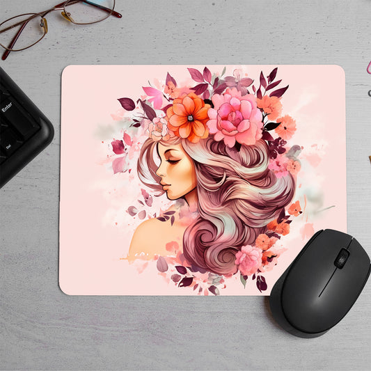 Hair Stylist pink color Printed Mouse Pad (DESIGN-125)