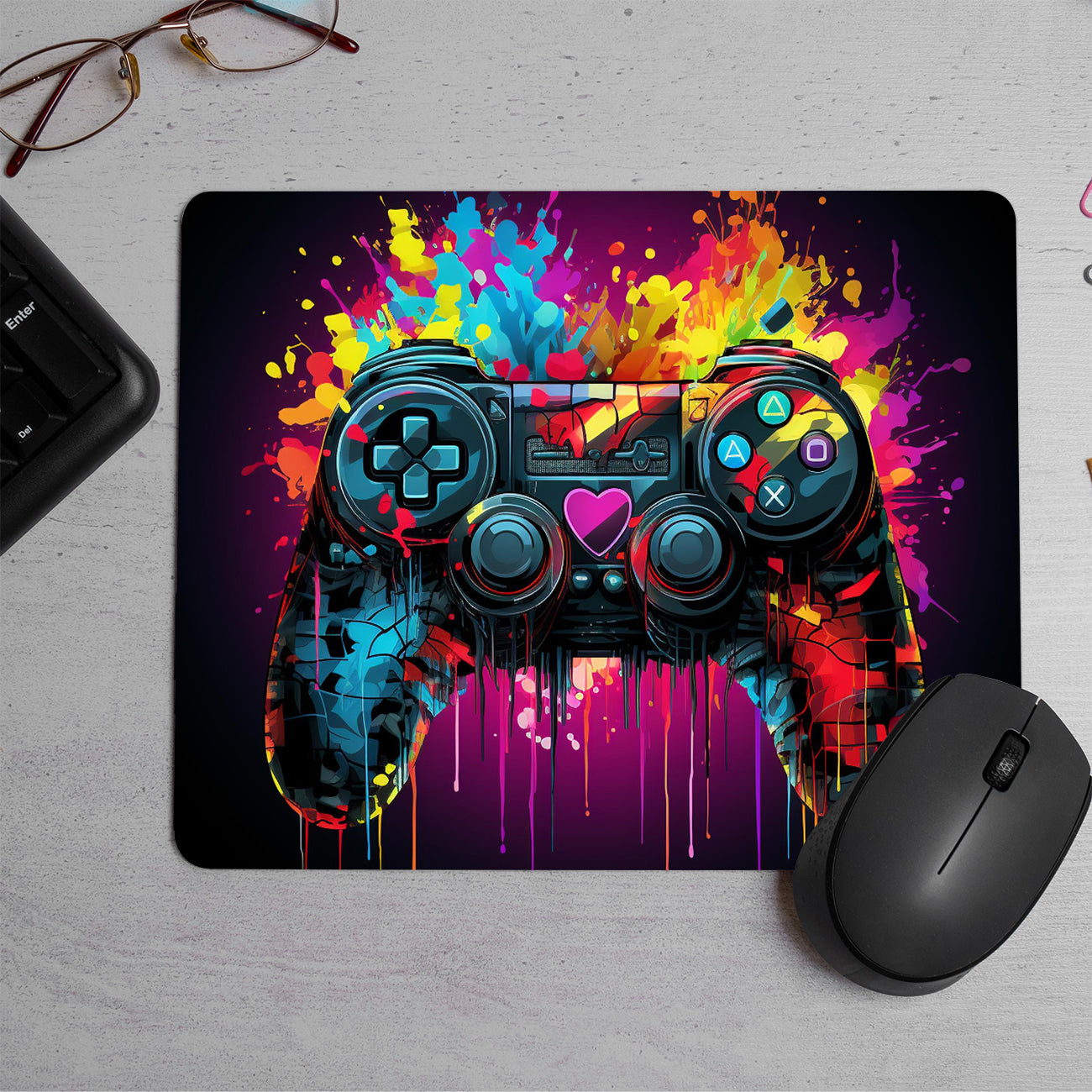 Game controller with paint Printed Mouse Pad (DESIGN-130)