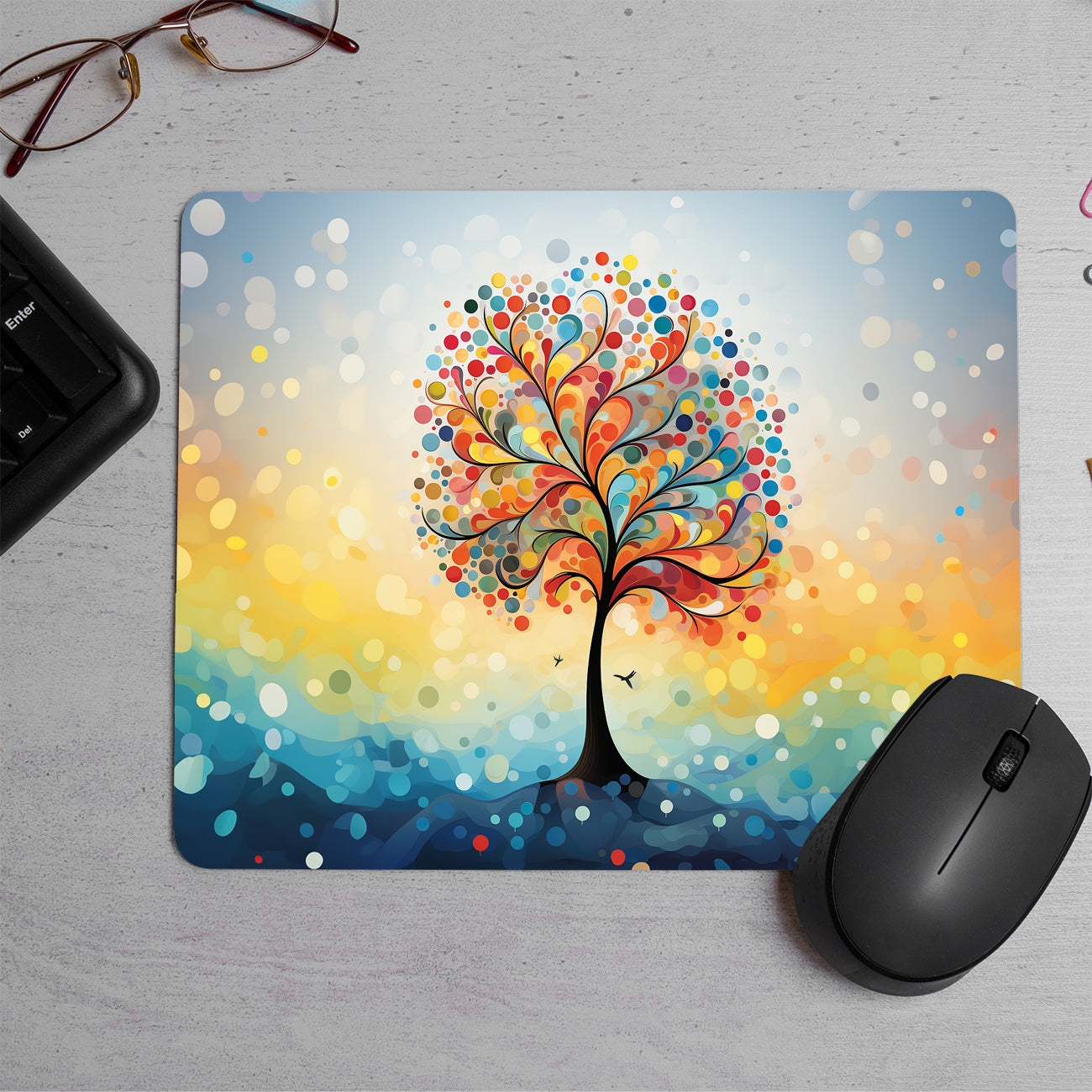 Tree Of Life Rainbow Leaves By Printed Mouse Pad (DESIGN-133)