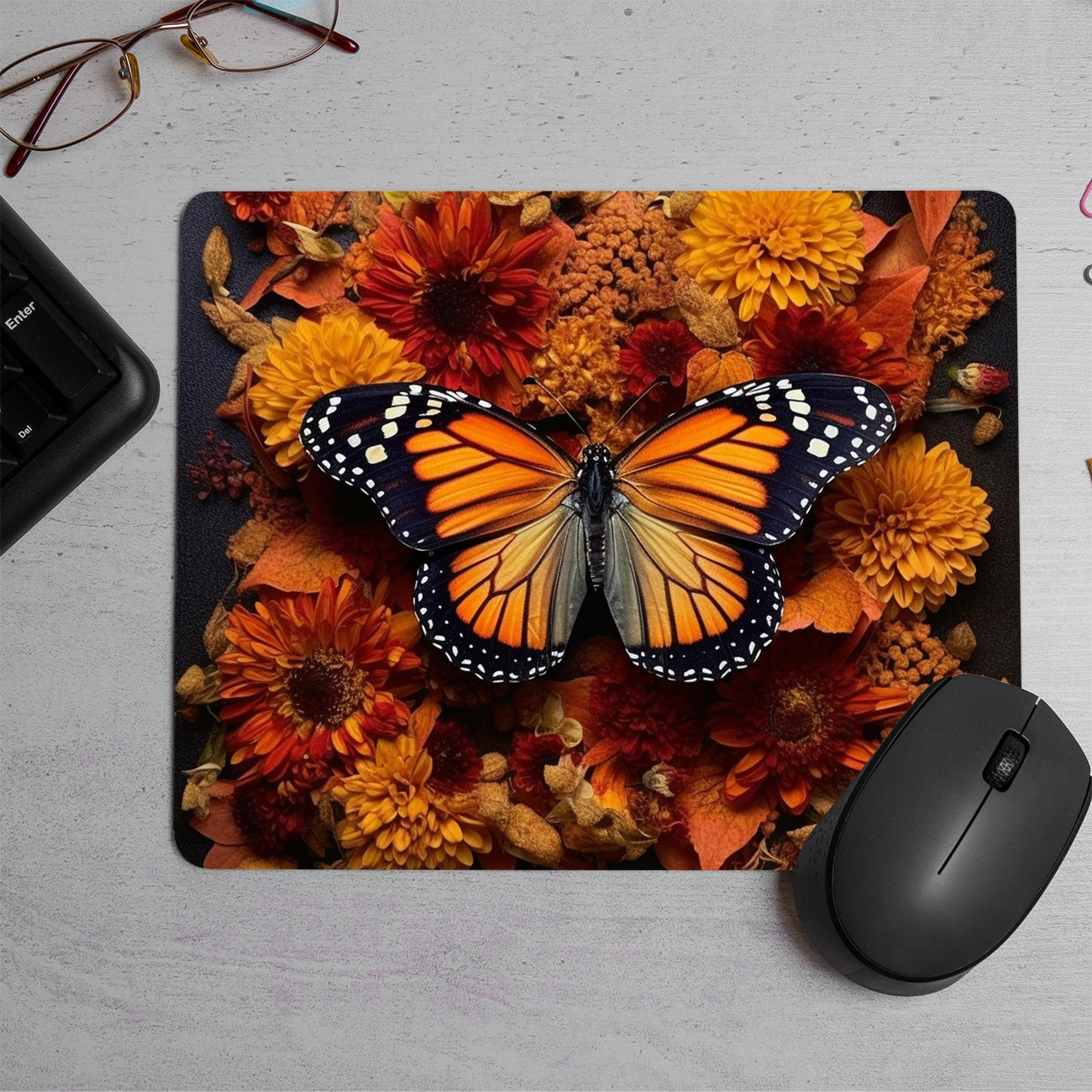 The intricate butterfly patterns on Printed Mouse Pad (DESIGN-141)