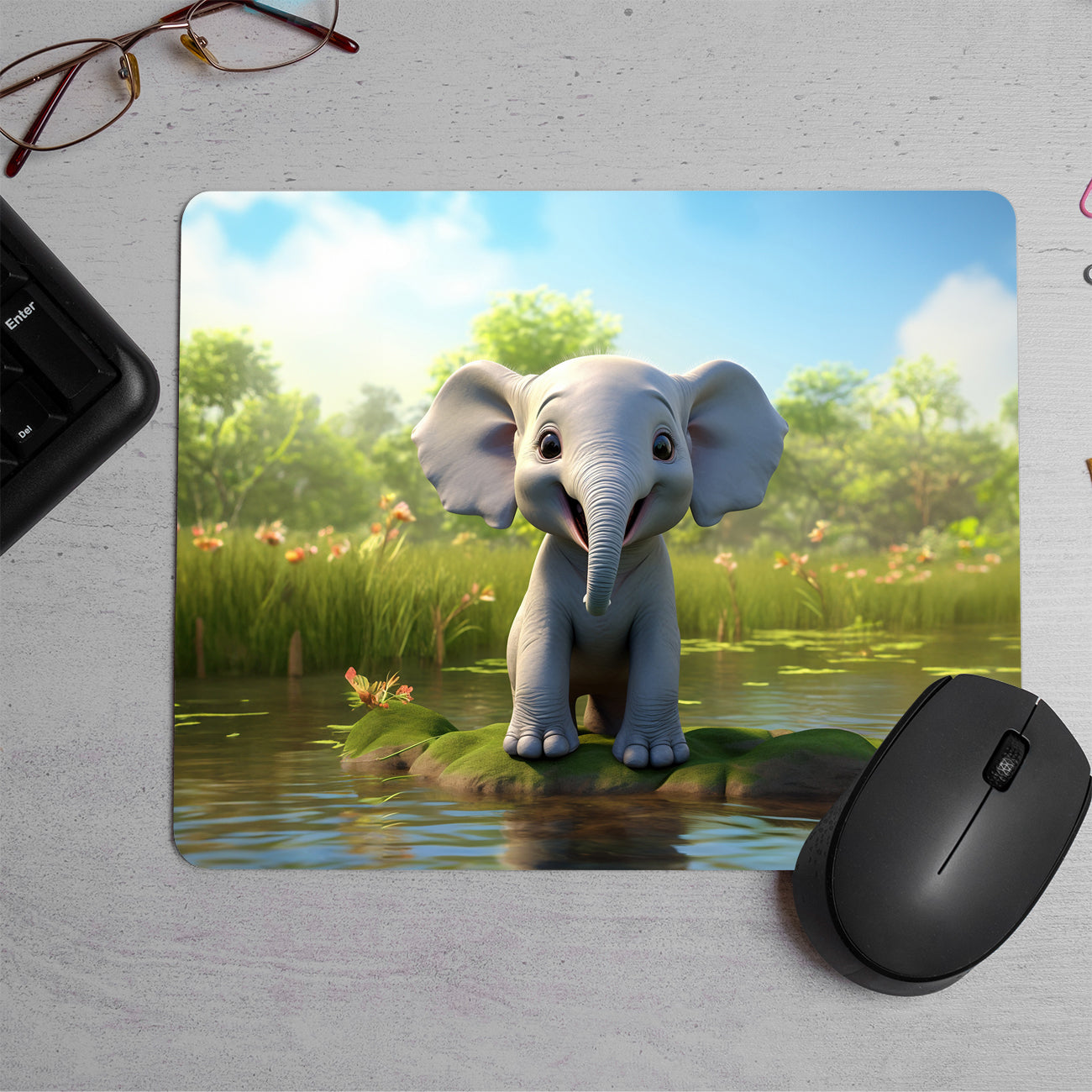 Baby elephant  cartoon Printed Mouse Pad (DESIGN-146)