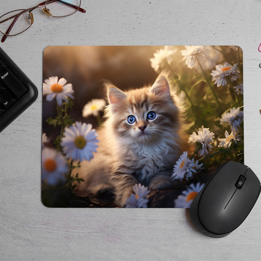 Cute kitten relexing on clouds Printed Mouse Pad (DESIGN-147)