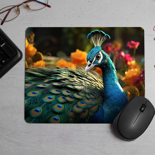 Majestic peacock displays vibrant colors Printed Mouse Pad (DESIGN-157)