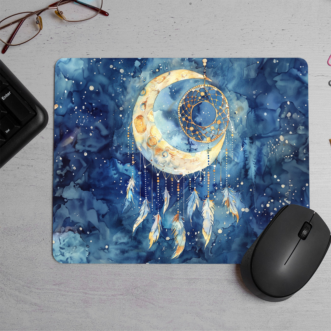 Dreamcatcher made out of a brightly moon Printed Mouse Pad (DESIGN-159)