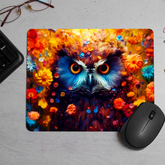 Owl with orange eye Printed Mouse Pad (DESIGN-161)