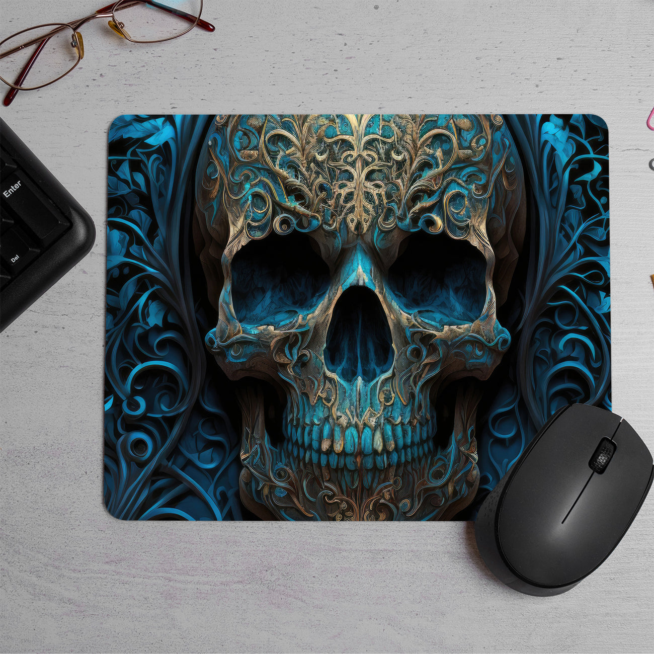 Blue Skull  Printed Mouse Pad (DESIGN-192)