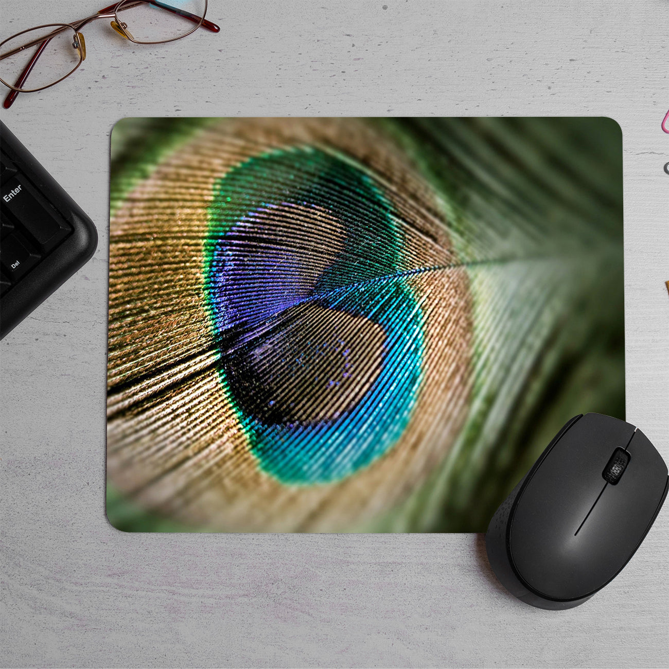 Peacock Feather Printed Mouse Pad (DESIGN-205)