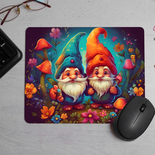 Two gnomes in garden Printed Mouse Pad (DESIGN-233)