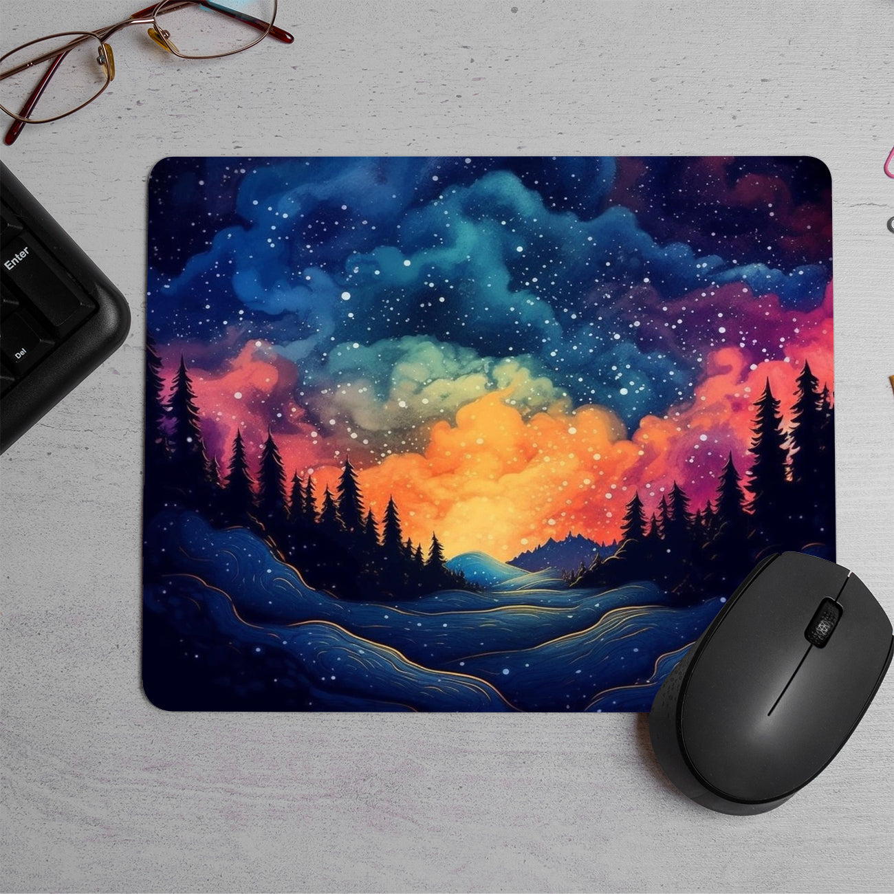 Mystical Twilight Forest Vivid Colors  Printed Mouse Pad (DESIGN-236)