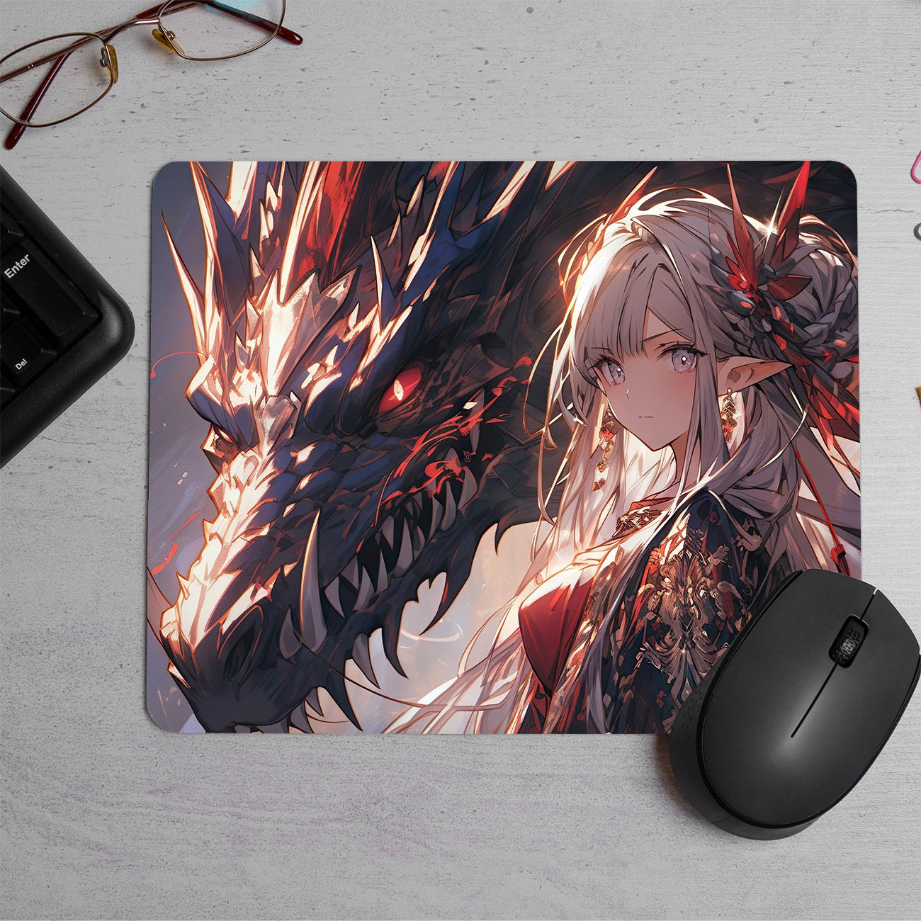 Mythical dragon girl anime Printed Mouse Pad (DESIGN-5)