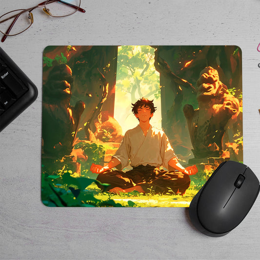 Anime style character meditating Printed Mouse Pad (DESIGN-8)