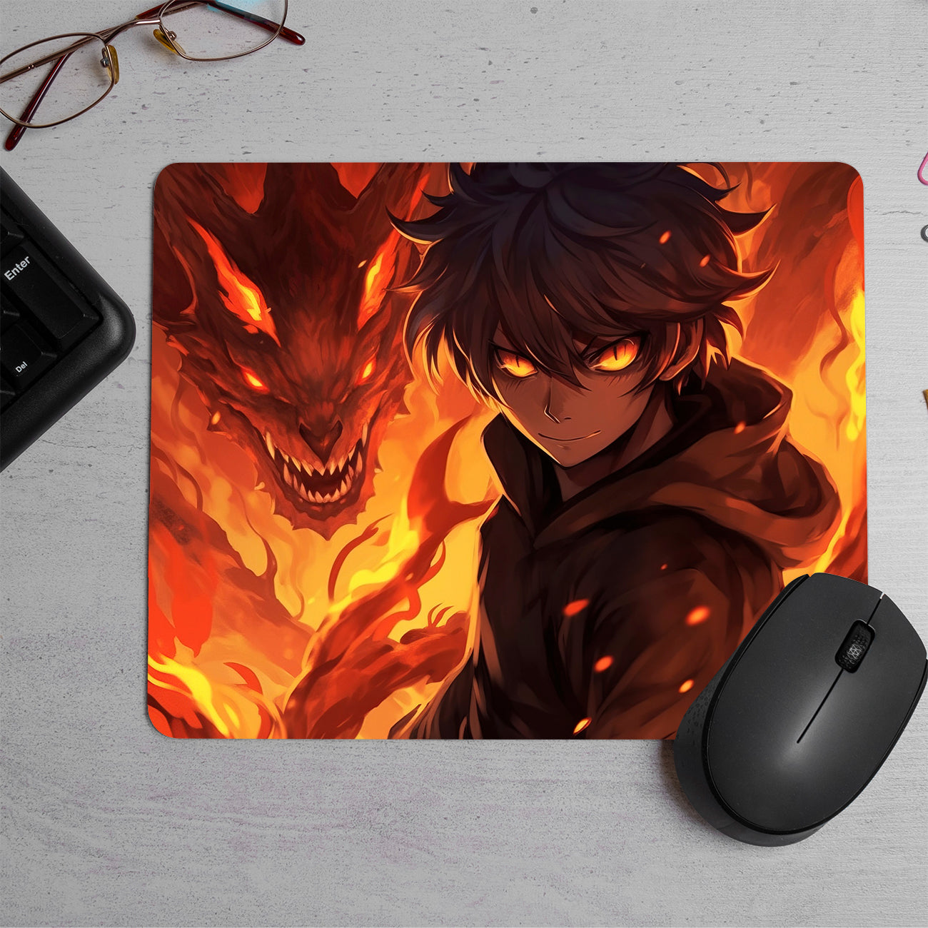 Demon Boy with Horns Printed Mouse Pad (DESIGN-9)