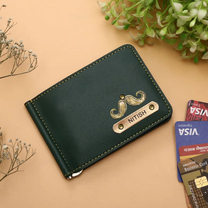 PERSONALISED MONEY CLIP WALLET - OLIVE