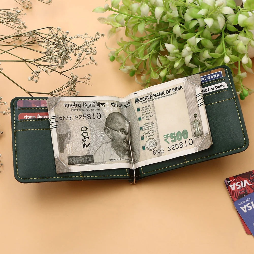 PERSONALISED MONEY CLIP WALLET - OLIVE