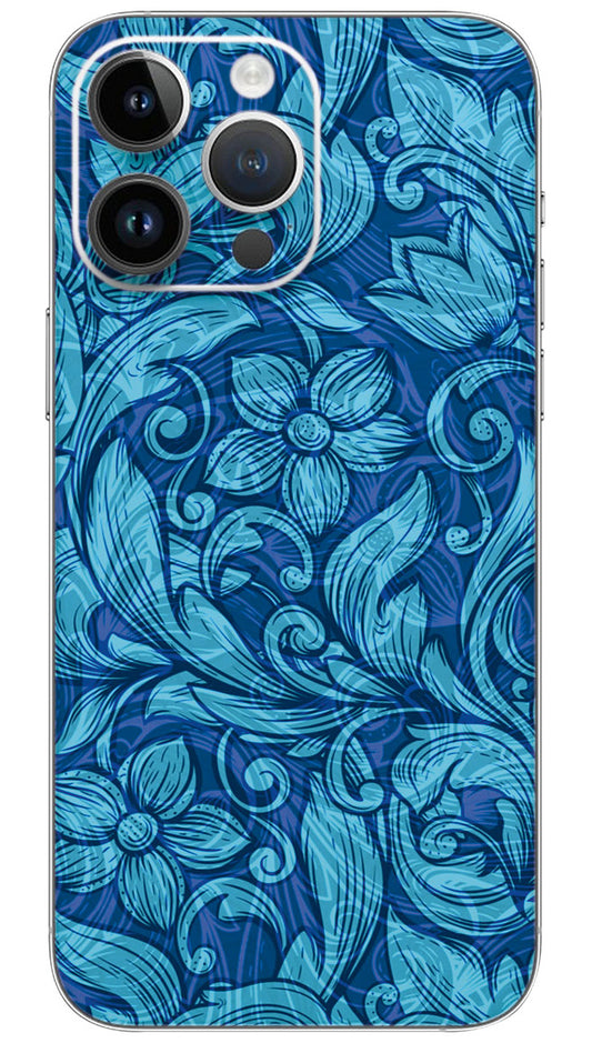 Blue Floral Pattern Mobile Skin Wrap  - PATTC0190