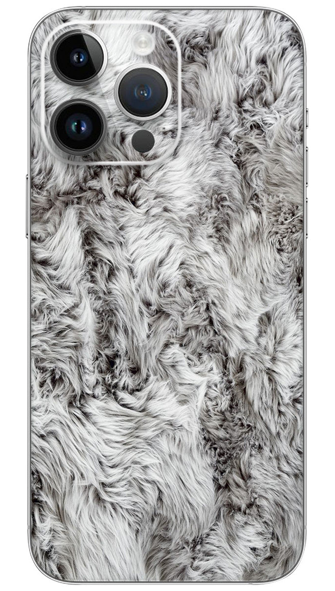 white color Faux Fur Throw Mobile Skin Wrap  - PATTF0024