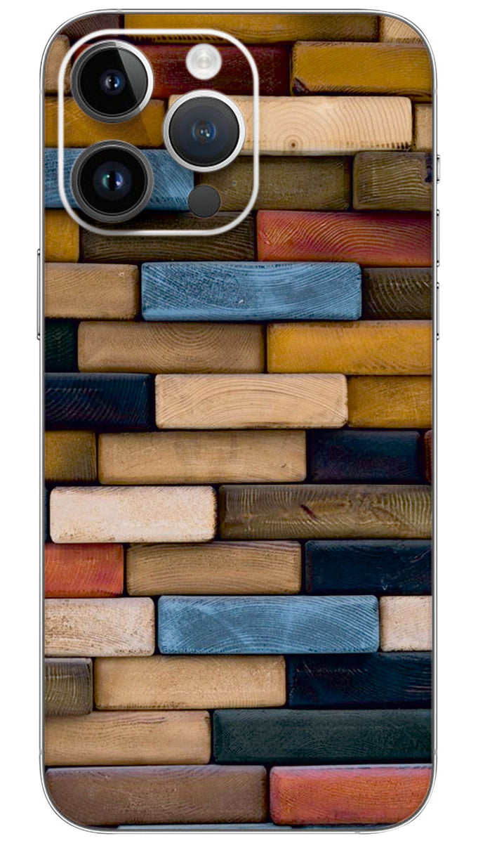 Wooden Bricks Wall pattern Mobile Skin Wrap  - PATTW0004