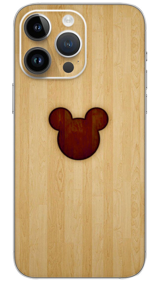 Mickey Mouse on wooden texture pattern Mobile Skin Wrap  - PATTX0062