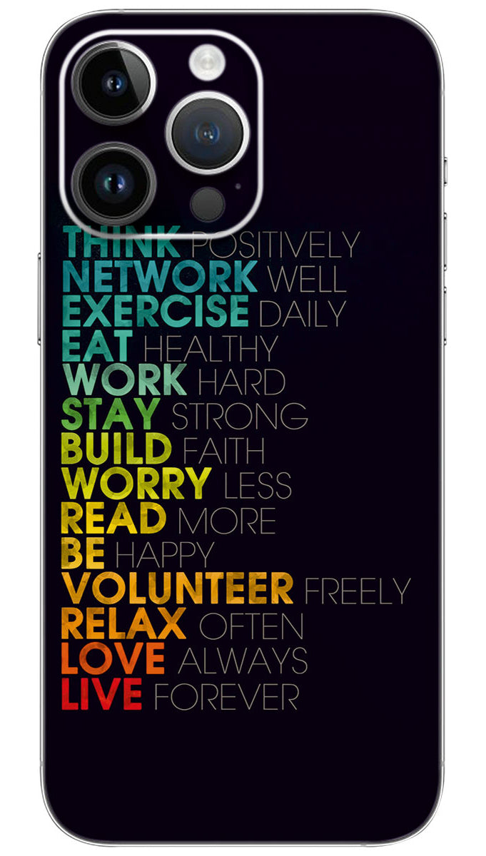 Think Positively Network Well Exercise Daily  quotes Mobile Skin Wrap  - QUOA0001