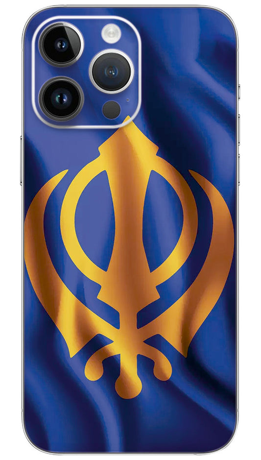 Blue background in sikh symbol Mobile Skin Wrap  - REAS0085