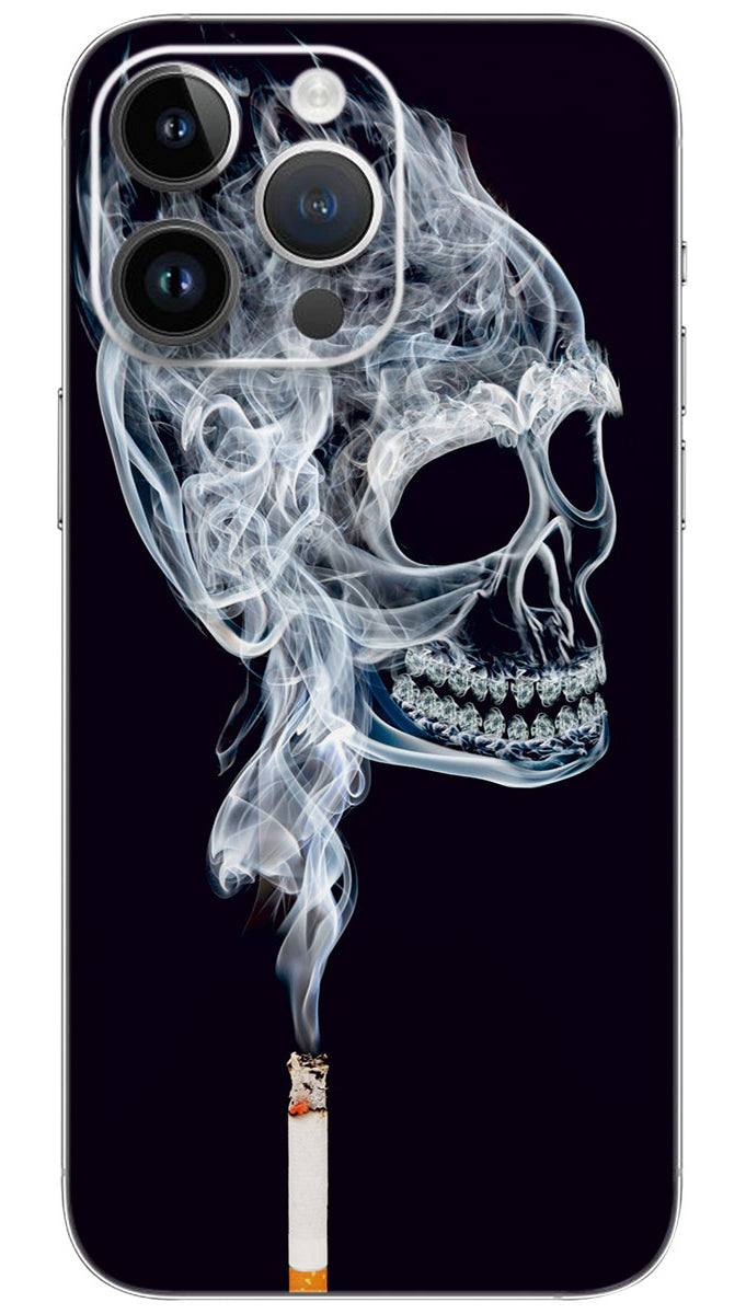 Smoking  skull bad boy background  Mobile Skin Wrap  - SKUL0005