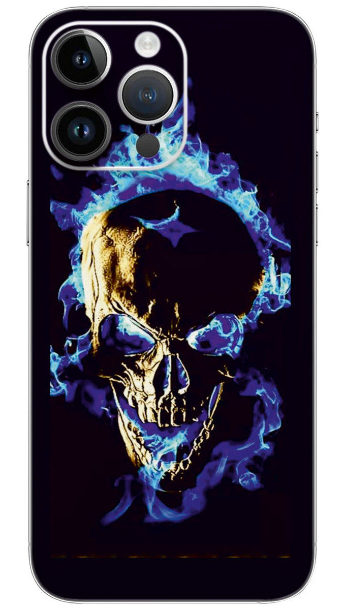 Skull in blue flames Mobile Skin Wrap  - SKUL0012