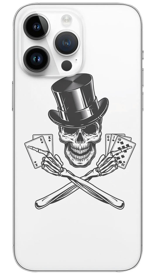 Skull In Cylinder Hat Playing Cards Mobile Skin Wrap  - SKUL0021