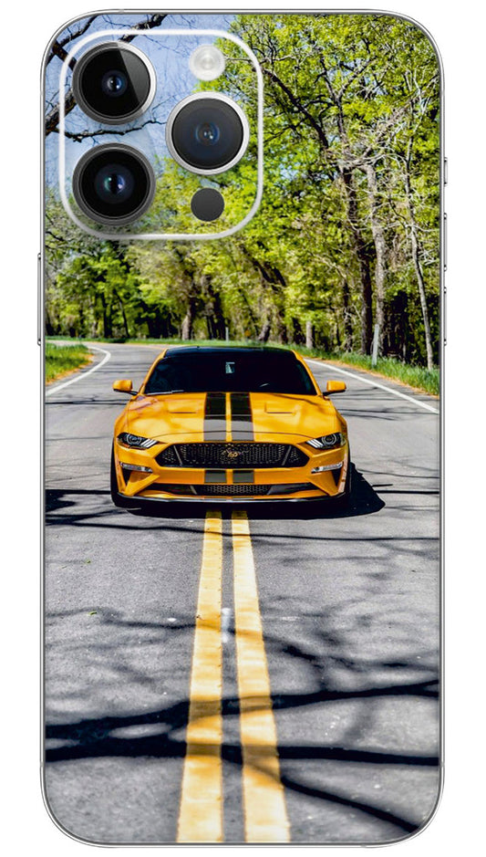 Yellow color Ford Mustang car Mobile Skin Wrap  - VEH0132