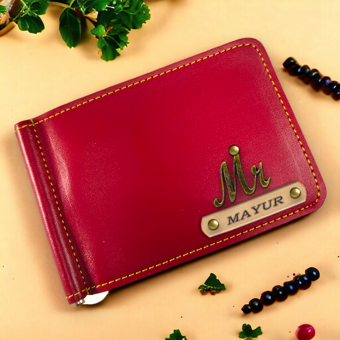 PERSONALISED MONEY CLIP WALLET - WINE