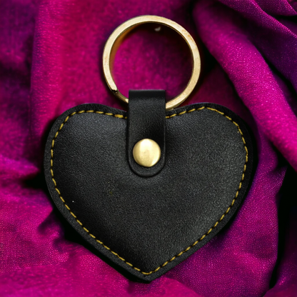 PERSONALISED STYLISH HEART KEYCHAIN - BLACK